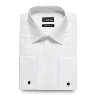 Big and tall white pintuck pleated long sleeved dress shirt
